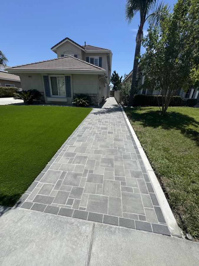 After: artificial turf + paver walkway by Save Aqua Landscapes